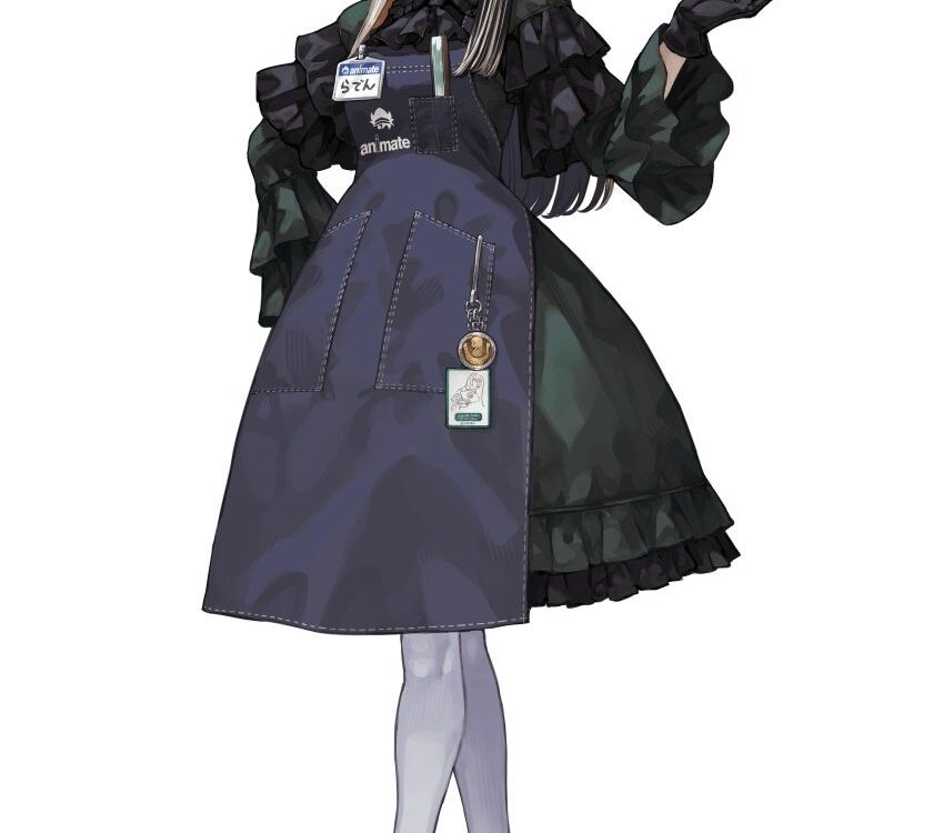 儒烏風亭らでんさんがアニメイトのエプロン姿に　福岡天神の新店で10月24日から描き下ろしグッズ