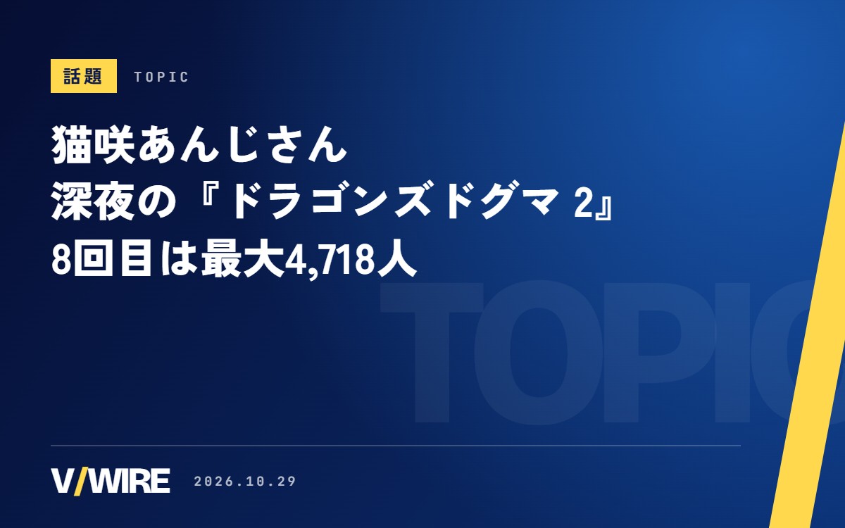 猫咲あんじさんの深夜の『ドラゴンズドグマ 2』初見プレイ、8回目は最大4,718人　3回目の10倍超に